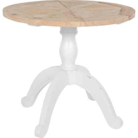 Table de salle à manger plateau rond Ø 90 cm en bois nature / blanc 100009222 (1/5)