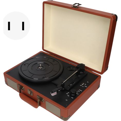 Tourne-disque vinyle Bluetooth 3 vitesses, valise rétro portable avec haut-parleurs, platine vinyle améliorée, son stéréo, prise US 100-240V (1/5)