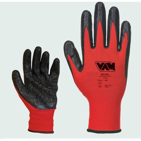 Guanti da lavoro Red Mix Spalmato in Lattice Crinkle Nero/Rosso L