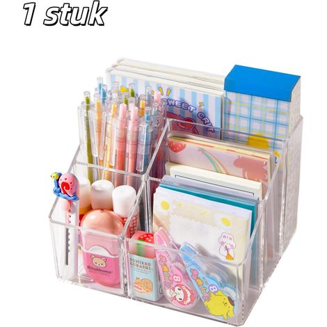 Porte crayons en acrylique transparent à 5 compartiments organisateur pour stylos pinceaux de maquillage cosmétiques et petits objets (1/5)
