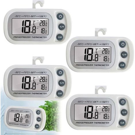 Termometro digitale per frigorifero con schermo LCD e funzione max/min - Confezione da 4