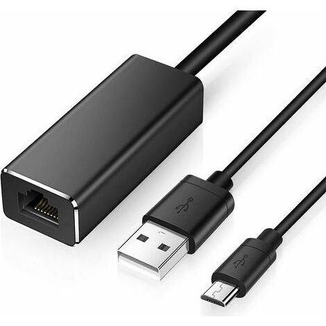 RHG Rubberskin Adaptateur Réseau Micro USB vers RJ45 Ethernet,Adaptateur LAN USB vers 10/100 Mbps Ethernet pour Chromecast et Fire TV Stick (3e génération) avec USB 2.0 Câble d'alimentation (1/5)