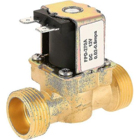 Électrovanne électrique normalement fermée G3/4 12 V CC, en laiton (G3/4 D). (1/4)