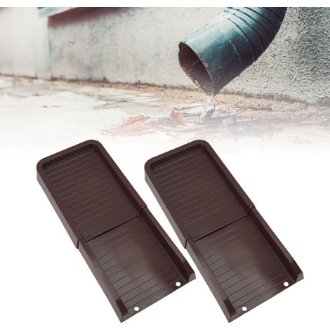 Desagüe para canaleta pluvial fabricado en PP marrón, extensión de bajante con bloque difusor externo, 2 juegos (8 accesorios), dimensiones 60 x 25,5 x 5,3 cm, fácil instalación (1/5)