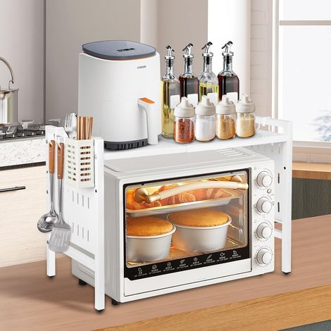 1 Étagère extensible,Acier au carbone,Réglable 42-68cm,Support micro-ondes 25kg,Cuisine bureau