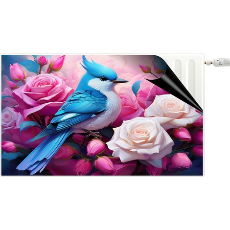 Dekorative Heizkörperabdeckung, magnetische Matte, bunter Vogel im Blumenkleid (1/5)