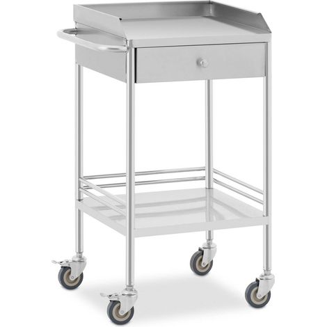 Chariot de service hôtelier ACIER, 2 étagères, tiroir, 62 x 82 x 46 cm (1/5)