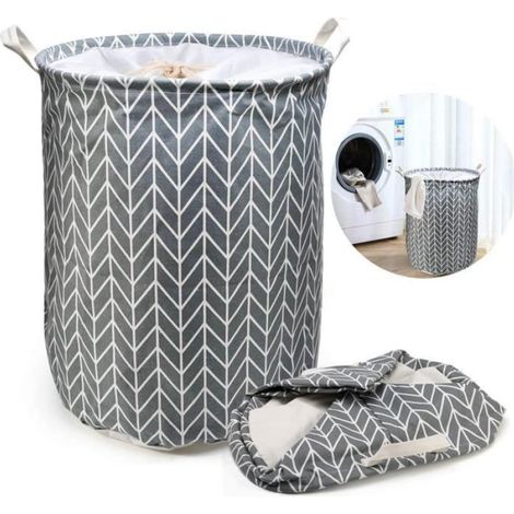 Panière À Linge - Toile 100 % Coton - Revêtement Imperméable Pe - Structure Autoportante - Pliable - 1 Pièce (1/4)