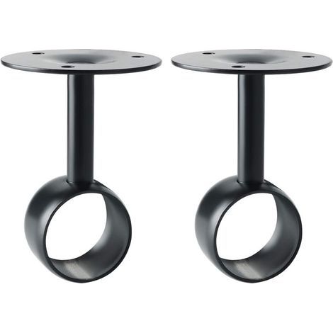 Support de Plafond pour Tringle à Rideau Support Barre Penderie Support de Fixation Réglable avec Vis pour Armoire et Rideau, Lot de 2, Finition Noire Matte en Acier Inoxydable (1/5)