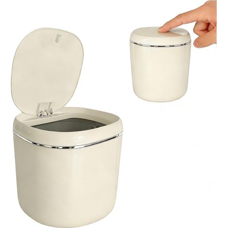 Petite Poubelle de Table Bureau avec Couvercle,2.4L,Mini Corbeille pour Toilette wc,Salle de Bain,Chambre,Cuisine,Litiere Chat (1/5)