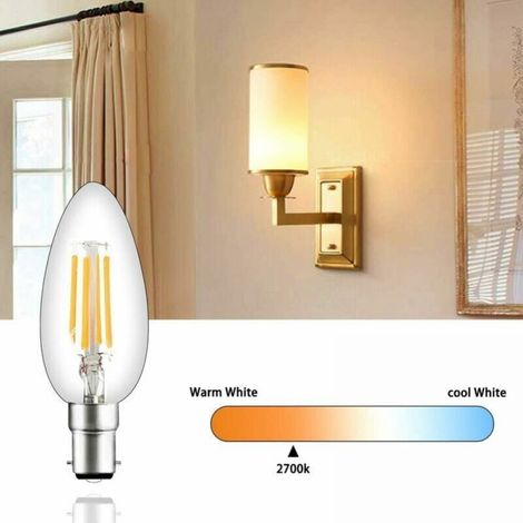 4W C35 B15 Ampoule LED à Filament Non Dimmable Bougie Ampoule 2700K Blanc Chaud Équivalent 40W Ampoule Incandescence 360 Degrés Angle Lot de 6s (1/5)
