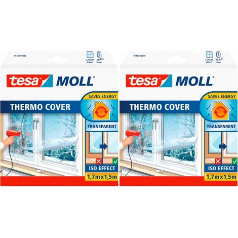 Film isolant thermique TESA pour deuxième vitrage de fenêtre, transparent, 1,7 m x 1,5 m x 2 (1/2)