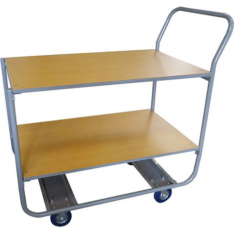 Servierwagen mit 2 Holzablagen - 850 x 430 mm - Tragfähigkeit 200 kg - WP20A/2