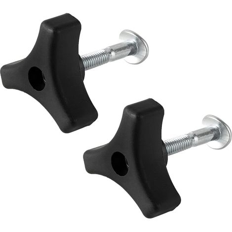 Ensemble de 2 poignées de tondeuse à gazon triangulaires, vis, écrou, boulon, pièces de rechange pour outils de jardin (noir) (1/5)