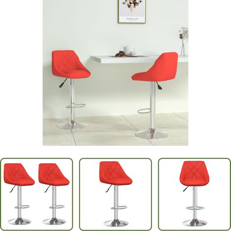 Chaise de bar - Tabourets de bar lot de 2 rouge similicuir (1/5)