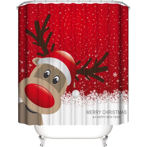Filiyano-Rideau de douche en polyester motif sapin de Noël, 180 x 200 cm (1/3)