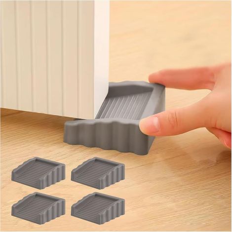 Lot de 5 butées de porte en caoutchouc, butées de porte bidirectionnelles, petite taille, gris (1/5)
