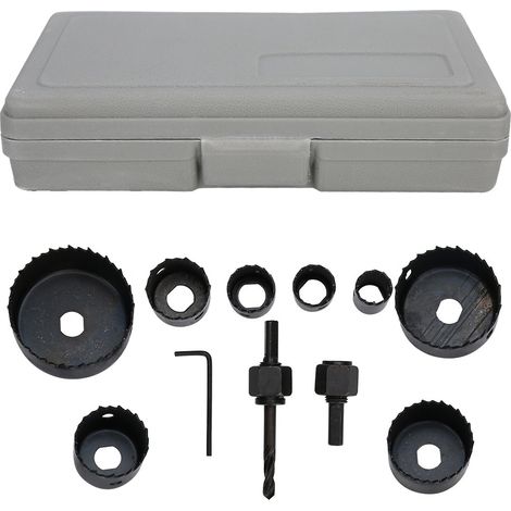 Trousse de 11 Scies Cloches en Acier Rapide pour PVC, Bois et Planches - Outil de Forage Menuiserie Noir (1/5)