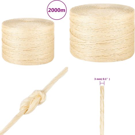 Seil 100% Sisal 3 mm 2000 m - Sisal Seil - Naturseil (1/5)