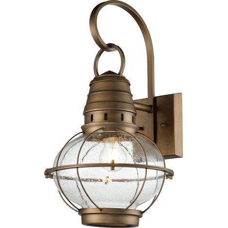 Elstead Kichler Bridgepoint Lanterna da esterno a parete in ottone naturale, IP44 (1/5)