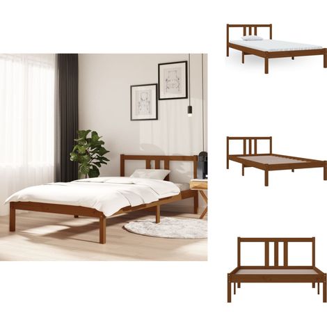 Massivholzbett Honigbraun 100x200 cm - Holzbett - Massivholzbette - Kiefernbett - Singlebett - Gästebett (1/5)