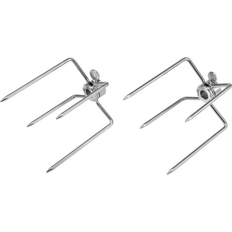 Fourchette Tournebroche - Lot de 2 - Acier Inoxydable - Rotation Viande - Barbecue Extérieur Camping - Accessoire Gril