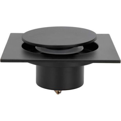 Caniveau de douche carré en acier inoxydable anti-odeurs pour cuisine, salle de bain, garage, sous-sol, toilettes, 10 x 10 cm (caniveau de sol noir) (1/3)