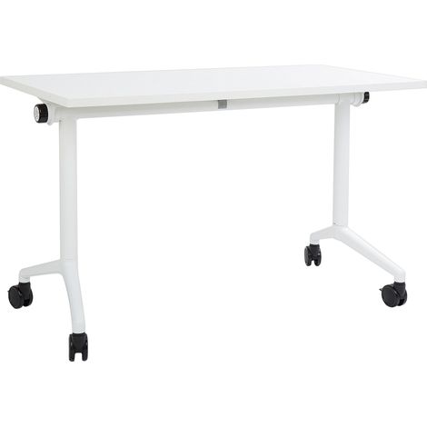 Zusammenklappbarer Schreibtisch CAVI Weiß 120 cm 60 cm mit Rädern