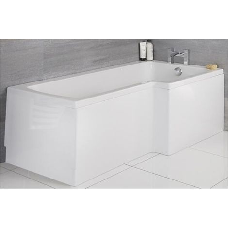 Milano Elswick White 1700mm x 850mm Right Hand Square Bathroom Shower Bath - Bath Only (1/4)