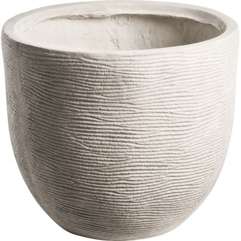 Maceta para exterior e interior de mezcla de arcilla y fibras redonda 47 x 47 x 40 cm alta pintada gris claro Lixouri
