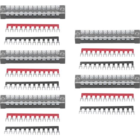 Lot de 5 borniers de connexion 12 positions, jeu de barrettes de jonction, 15A 600V (1/5)