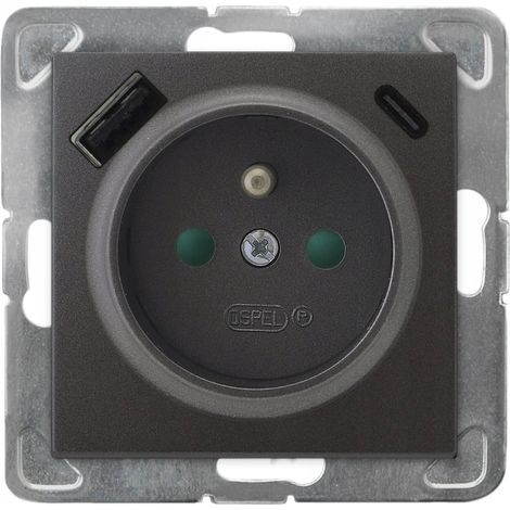 Elektrische Steckdose Ospel gp-1yzpusbac/m/50 mit USB A und C (1/3)
