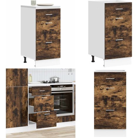 Armario bajo "Lyon" roble ahumado 40x46x81,5 cm Madera de ingeniería - Armario cocina - Almacenamiento cocina
