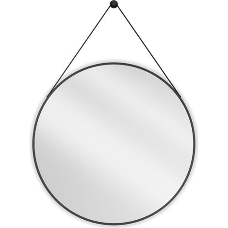 Mexen String miroir de salle de bain rond 80 cm, cadre noir - 9854-080-080-000-70 (1/5)