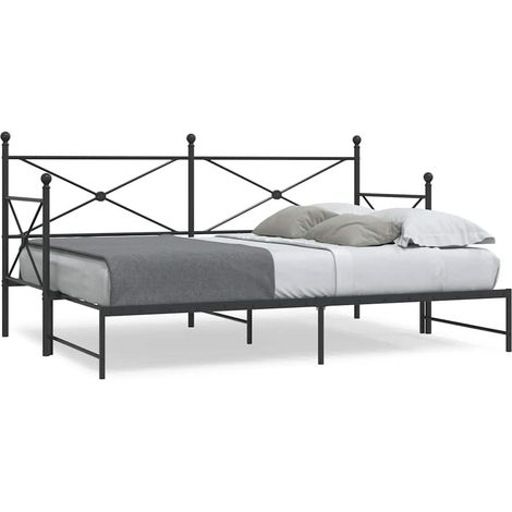 Tagesbett Ausziehbar ohne Matratze Schwarz 75x190 cm Stahl
