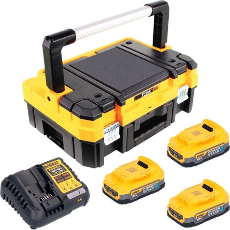 DeWalt DCB 1104 E3T Akku Starter Set 18 V mit 3x Powerstack Akku 1,7 Ah + DCB 1104 Ladegerät + TSTAK (1/5)