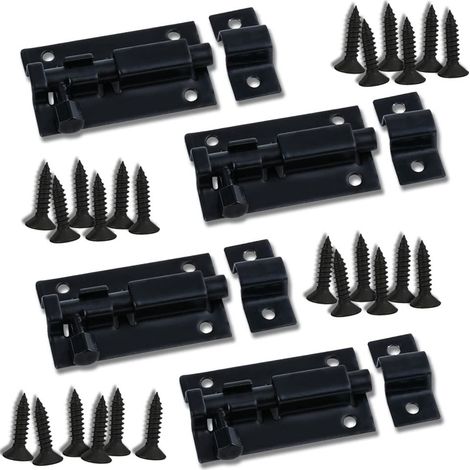 Loquet Noir 4 Pièce Verrou de Porte à Boulon Coulissant Acier Inoxydable Loquet de Porte Coulissant Serrure Loquet Verrou de Porte Coulissant Loquet Porte pour Portail de Jardin Cabanon (1/5)