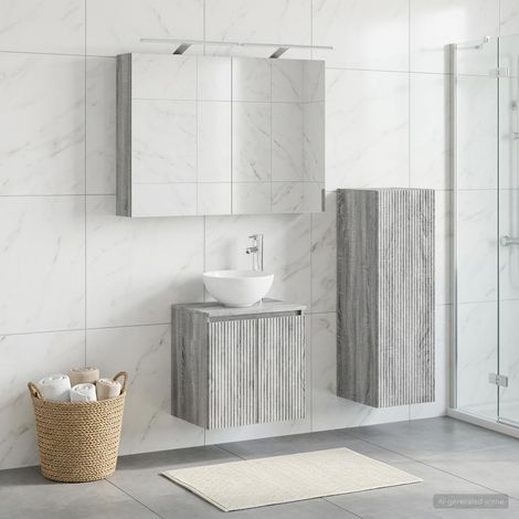 vidaXL Bathroom Furniture Set 4 pcs Grey Sonoma (1/5)