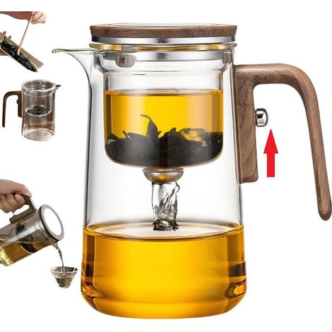 Magische Glas-Teekanne mit Siebeinsatz, 720 ml Enchanti-Teekanne, transparente magnetische Teekanne, Teekanne mit Druckknopfbedienung und Sieben für losen Tee, Kaffee und Nachmittagstee (1/5)