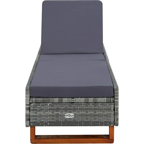 Maison Exclusive - Lettino Prendisole con Cuscino in Polyrattan Grigio (1/5)