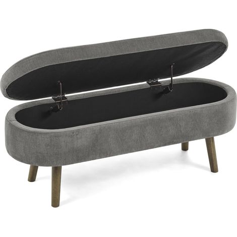Banco de almacenamiento HOMVRA de chenilla gris oscuro, 20 l, 110 x 40 x 42 cm (1/5)