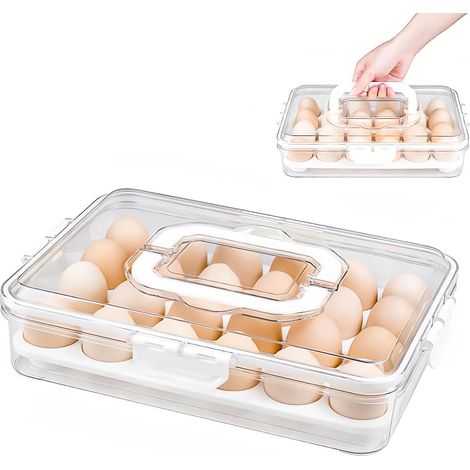 Bandeja de servir dividida con tapa, caja de huevos sellada de PET, bandeja para aperitivos con tapa y asa, para picnics, viajes, cocina, dulces, verduras, frutas, frutos secos, snacks. (1/5)