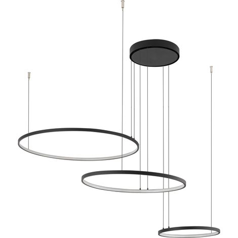 Suspension Circolo LED 3 anneaux noire Ø125 4000K (1/4)