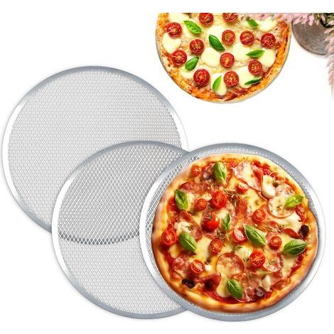 Lot de 3 Grille à Pizza 33 CM, Plaque à Pizza en Aluminium, Plat Pizza Rond pour Pizza, Grille de Barbecue (1/5)