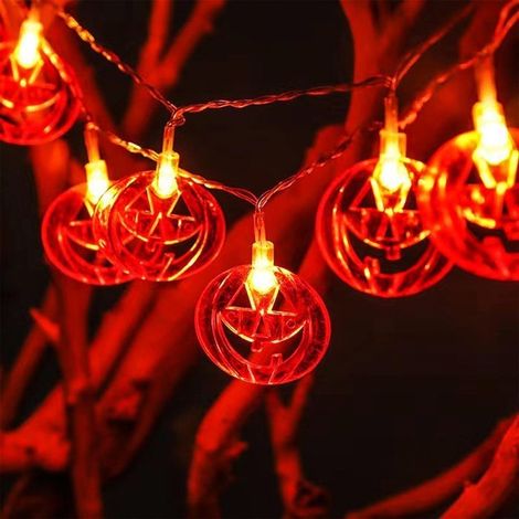 Guirlande Lumineuse Halloween - 3m 20LED Halloween Lumières de Citrouille avec minuterie - Citrouille Jaune (1/5)