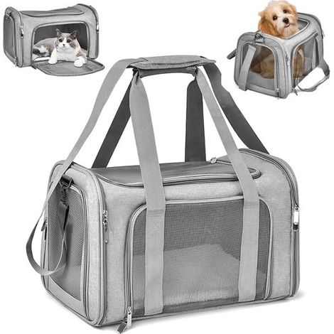 Trasportino/borsa da viaggio per gatti lussuoso e sicuro, pensato per il comfort del tuo animale domestico. Tessuto a rete traspirante, struttura rinforzata, morbida imbottitura e maniglia per il tras (1/5)