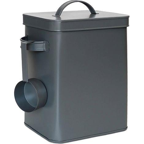 Boîte métallique, rangement 6,5 L avec doseur, pour aliments et café, étanche, boîte à lessive, anthracite (1/5)