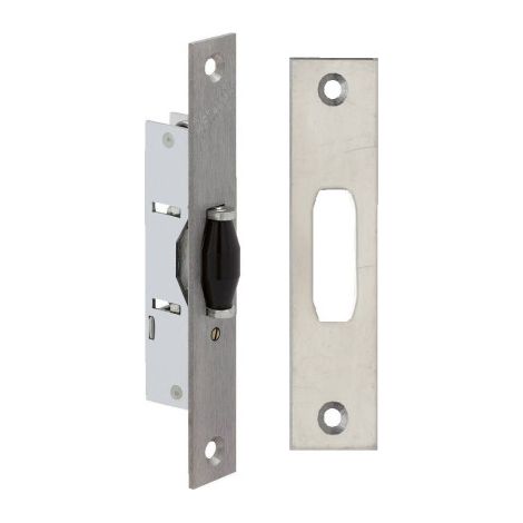 DOM – Serrure à larder à rouleau 21 mm – Coffre galvanisé – Têtière inox – Rouleau réglable en nylon – Livrée avec gâche