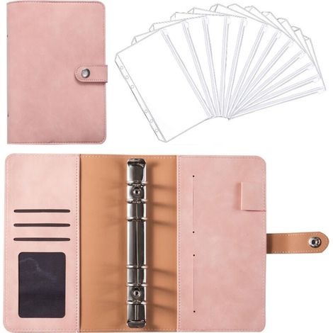 Chemises à rabats avec pochettes zippées, classeurs A6 en similicuir, 6 trous, BgjZx5FzDw (1/5)
