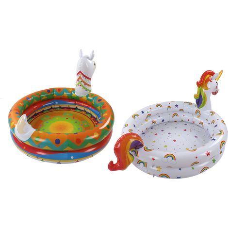 Lot de 2 piscines gonflables pour enfants en PVC, pliables et portables, en forme d'animaux mignons, pour la maison et l'extérieur. (1/5)